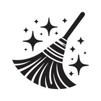 Simple Broom Black Silhouette for Web Use vector