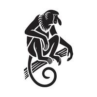 Stunning Proboscis Monkey Black Silhouette Graphic vector