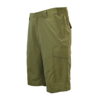 Men's Olive Green Cargo Shorts with Multiple Pockets and Elastic Waistband png