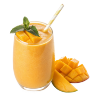 Refreshing Mango Smoothie with Mint Garnish and Fresh Mango Cubes png