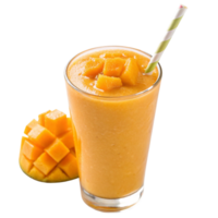 Refreshing Mango Smoothie in a Glass with Fresh Mango Cubes png