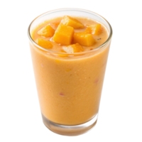 Refreshing Mango Smoothie with Chunks of Fresh Mango in a Glass png