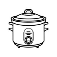 Minimal Slow Cooker Line Art Design vector