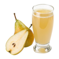 Refreshing Pear Juice Drink with Ripe Pears Sliced in Half png