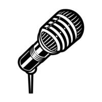 Clean Microphone Black Silhouette for Icons vector