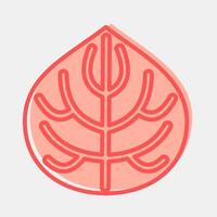 Icon anthurium. Plant leaves elements. Icon in two tone style. vector