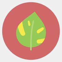 Icon epipremnum. Plant leaves elements. Icon in color mate style. vector