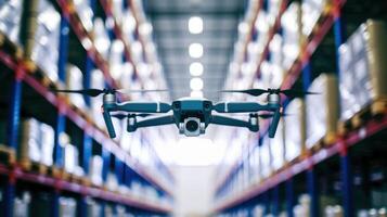 Automated inventory tracking with a remote-controlled flying drone. photo