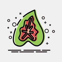 Icon caladium. Plant leaves elements. Icon in MBE style. vector