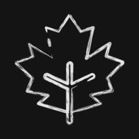 Icon maple. Plant leaves elements. Icon in chalk style. vector