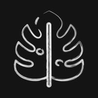 Icon monstera. Plant leaves elements. Icon in chalk style. vector