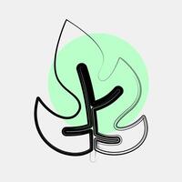Icon rhaphidophora. Plant leaves elements. Icon in color spot style. vector