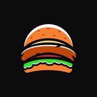 Delicious big hamburger with cheese and sesame seeds isolated on a black background illustration design vector