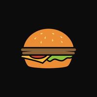Hamburger with cheese isolated on a black background illustration design vector