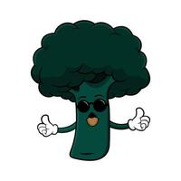 Broccoli with glasses character illustration design vector