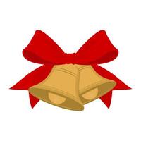 Golden metal bell with red bow isolated on a white background vector