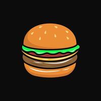 Delicious big hamburger with cheese and sesame seeds isolated on a white background illustration design vector