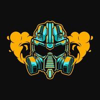 robot helmet and filter illustration design vector