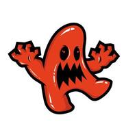 red cartoon slime monster. clip art illustration with simple gradients. vector