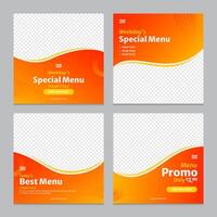 Set of Editable square banner template design for food post on instagram. Suitable for Social Media Post restaurant and culinary digital Promotion vector