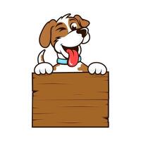 Dog with empty space wooden plank template vector