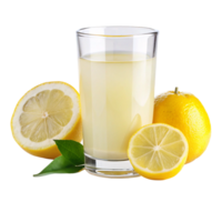 Refreshing Glass of Lemon Juice with Lemon Slices and Leaves png