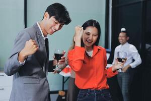 Two people having fun at an office party photo