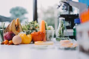 A table with various vegetables and fruits photo