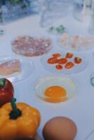 A table with a variety of food items on it photo