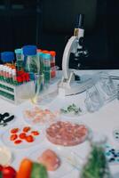 A microscope on a table photo