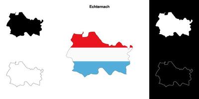 Echternach canton outline map set vector