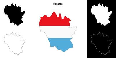 Redange canton outline map set vector