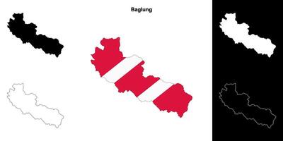 Baglung district blank outline map set vector