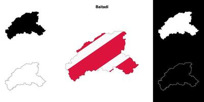 Baitadi district blank outline map set vector