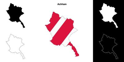 Achham district blank outline map set vector