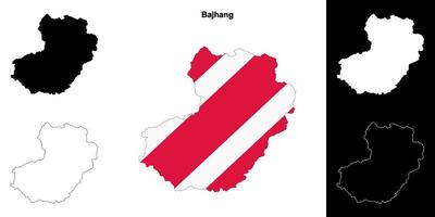 Bajhang district blank outline map set vector