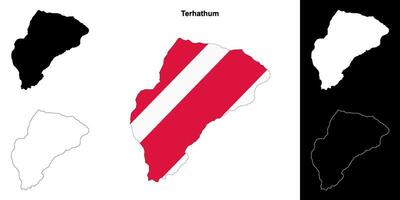 Terhathum district blank outline map set vector