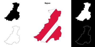 Bajura district blank outline map set vector