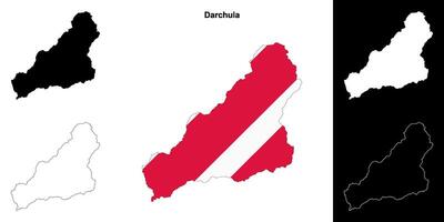 Darchula district blank outline map set vector