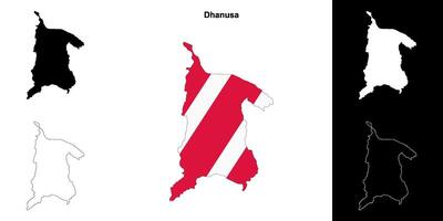 Dhanusa district blank outline map set vector