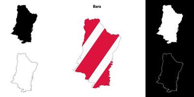Bara district blank outline map set vector