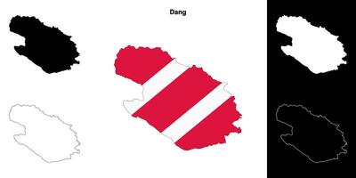 Dang district blank outline map set vector