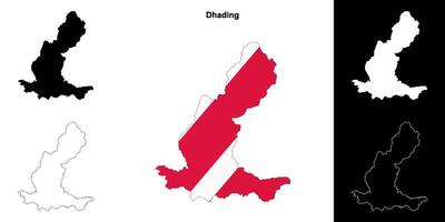 Dhading district blank outline map set vector