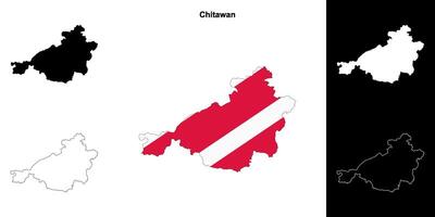 Chitawan district blank outline map set vector