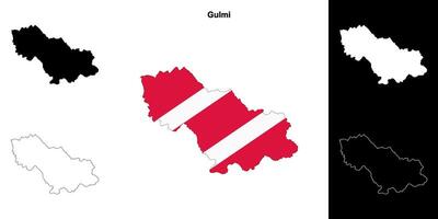 Gulmi district blank outline map set vector