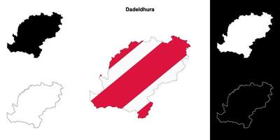 Dadeldhura district blank outline map set vector