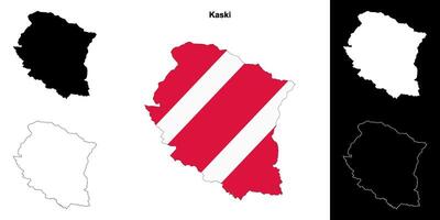 Kaski district blank outline map set vector