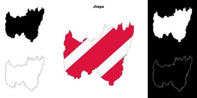 Jhapa district blank outline map set vector
