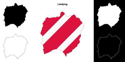 Lamjung district blank outline map set vector