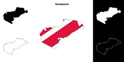 Nawalparasi district blank outline map set vector